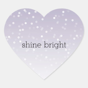 Lavender Lila White Bokeh Confetti Hjärtformat Klistermärke