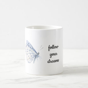 Lavender Lila White Butterfly Kaffemugg