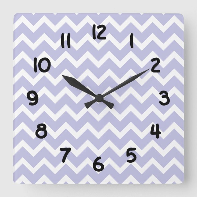 Lavender lila white Chevron Clock Fyrkantig Klocka (Framsida)