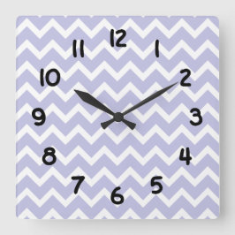 Lavender lila white Chevron Clock Fyrkantig Klocka
