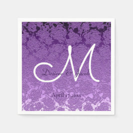 Lavender Lila White Elegant bröllop Monogram Pappersservett