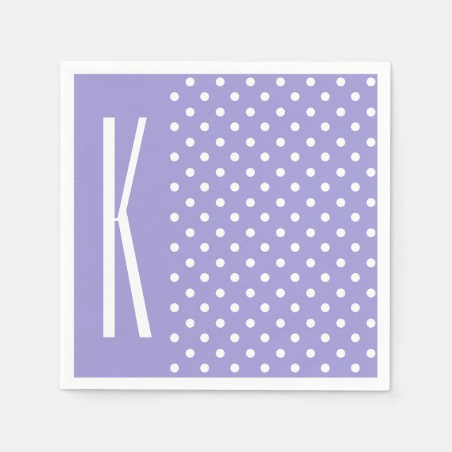 Lavender Lila & White Polka dots Pappersservett (Framsidan)