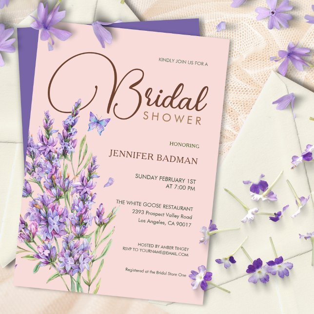 Lavender Lilac Elegant Mauve Watercolor Inbjudningar (Skapare uppladdad)
