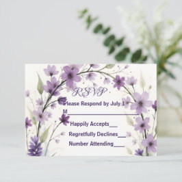 Lavender Lilac Floral Arch RSVP Card OSA Kort