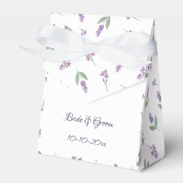 Lavender Lilac Floral Arch Wedding Favor Boxes Presentaskar (Framsidan Sidan)