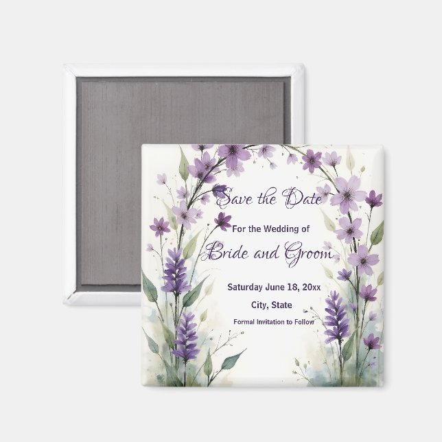 Lavender Lilac Floral Save the Date Magnet (Front/Back)