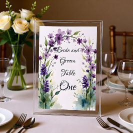 Lavender Lilac Floral Table Number Sign Bordsnummer