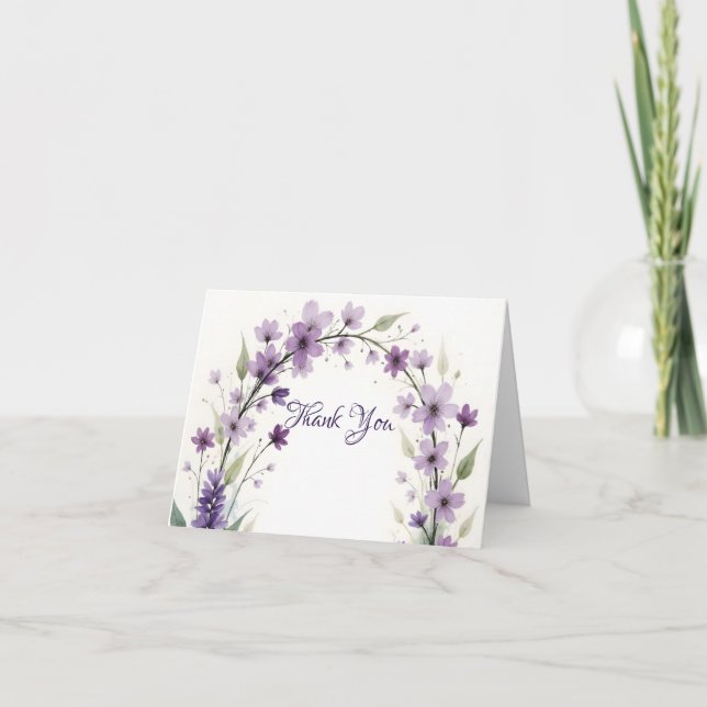 Lavender Lilac Floral  Tack Kort (Framsida)