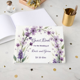 Lavender Lilac Floral Wedding Gästböcker