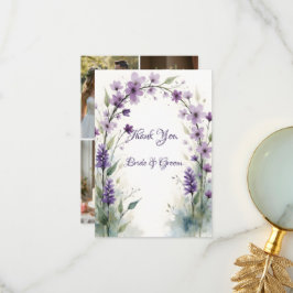 Lavender Lilac Floral Wedding Photo Tack Kort