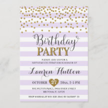 Lavender Lilac Guld Glitter Elegant födelsedagsfes