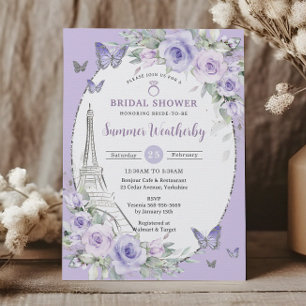 Lavender Lilac Lila Blommigt Paris Möhippa Inbjudningar