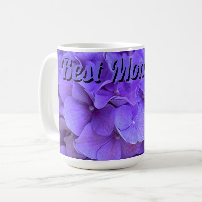 Lavender lilac lila Hydrangeas blommor bäst mamma Kaffemugg (Framsida vänster)