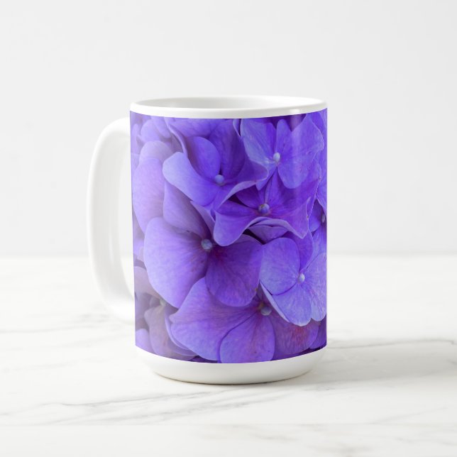 Lavender lilac lila Hydrangeas lila blommor Kaffemugg (Framsida vänster)