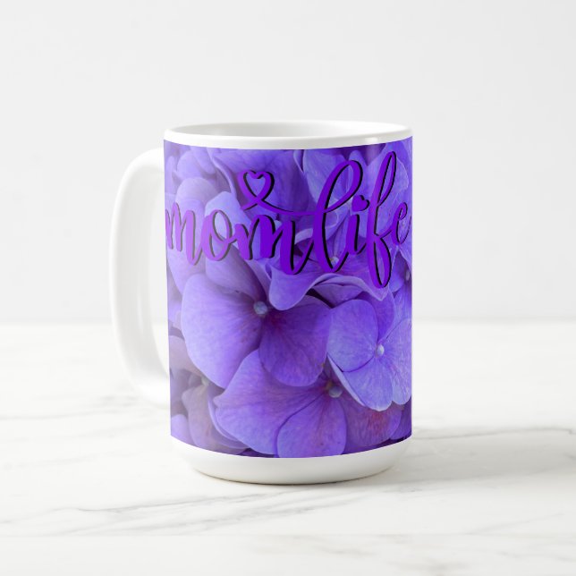 Lavender lilac lila Hydrangeas lila blommor Kaffemugg (Framsida vänster)