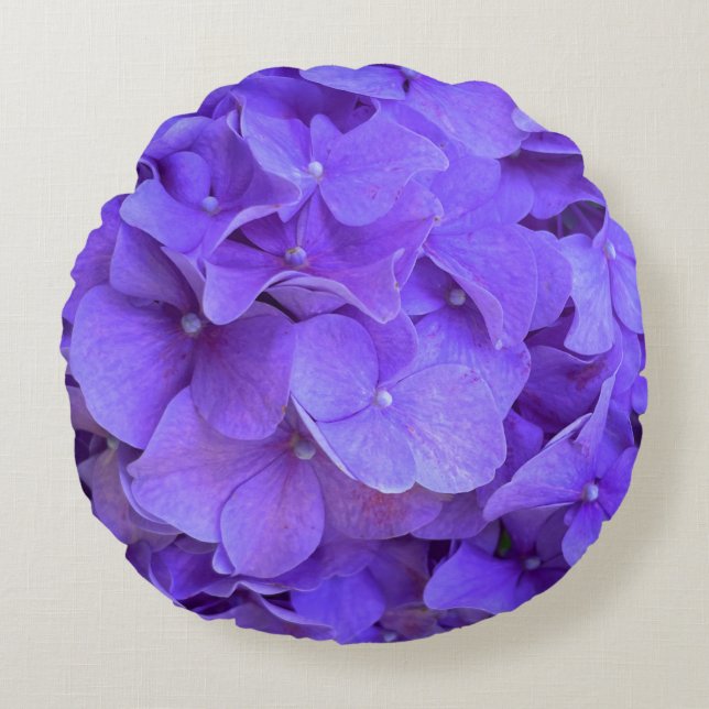 Lavender lilac lila Hydrangeas lila blommor Rund Kudde (Framsidan)