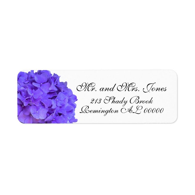 Lavender lilac lila Hydrangeas Returadress Etikett (Framsidan)