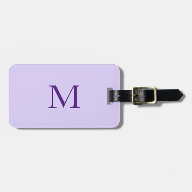Lavender Lilac Lila Monogram Initial Namn Gift Bagagebricka (Horisontell Framsida)