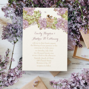 Lavender Lilac Love Bird Bröllop Inbjudningar