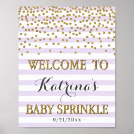 Lavender Lilac och Guld Girl Baby Sprinkle Välkomm Poster