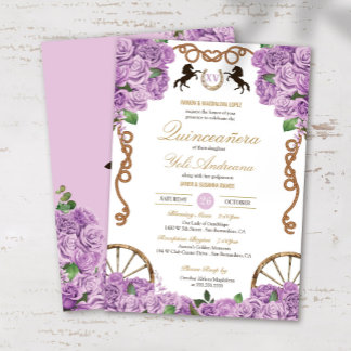 Lavender Lilac Ro Western Charro Quinceanera Inbjudningar