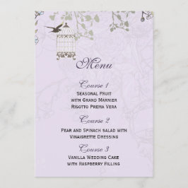 Lavender Lilac vintage Birdcage (bröllop) Meny
