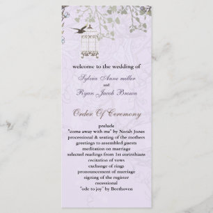 Lavender Lilac vintage Birdcage (bröllop) Program