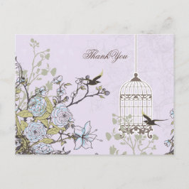 Lavender Lilac vintage Birdcage (bröllop) Vykort