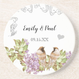 Lavender Lilac Vintage Love birds Underläggs Underlägg Sandsten