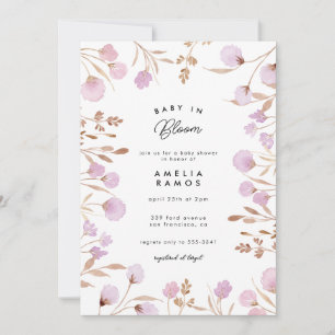 Lavender Lilac Watercolor Flower Baby Shower Inbjudningar