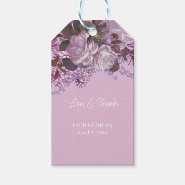 Lavender, Lilacs och Ro, bröllopsförmån Presentetikett (Framsidan)