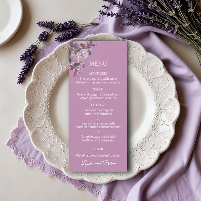 Lavender, Lilacs, Ro, Bröllop Menu (Skapare uppladdad)