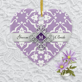 Lavender Lily Damask Wedding Momento Julgransprydnad Keramik