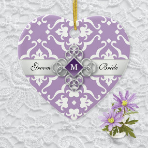 Lavender Lily Damask Wedding Momento Julgransprydnad Keramik