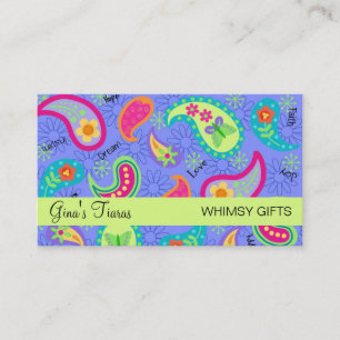 Lavender Lime Green Modern Paisley Mönster Visitkort