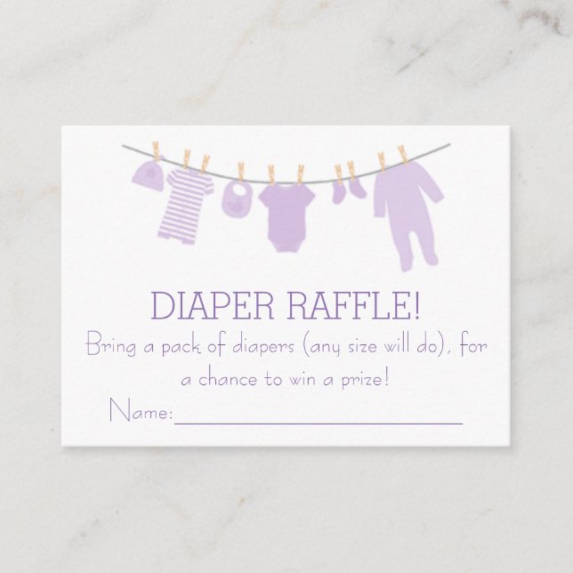 Lavender Little Clothes Diaper Raffle Biljett Tilläggskort (Framsida)