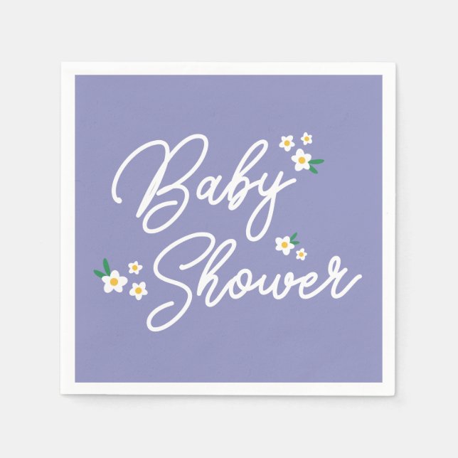 Lavender Little Dam Vår blommor Baby Shower Pappersservett (Framsidan)