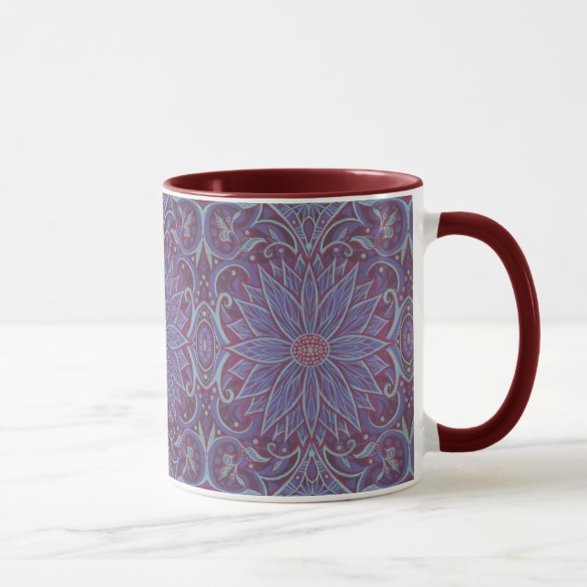 ’Lavender lotus’ bohemian blommigt arabesque mönst Mugg (Höger)