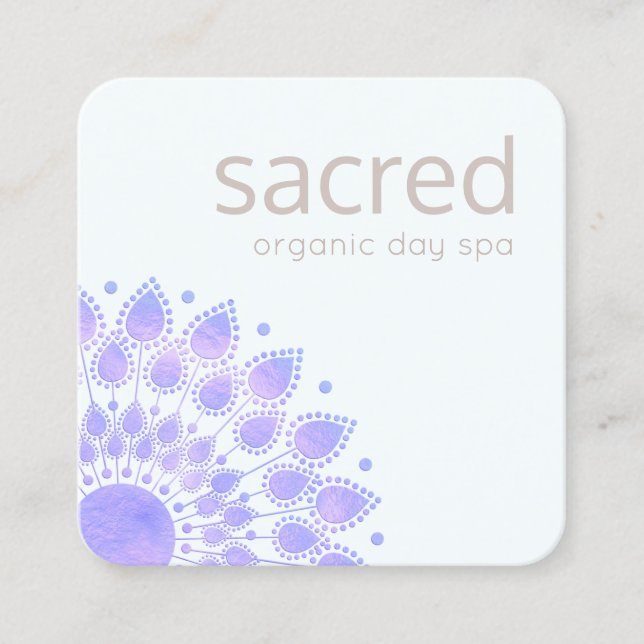 Lavender Lotus Flower Mandala Fyrkantigt Visitkort (Framsida)