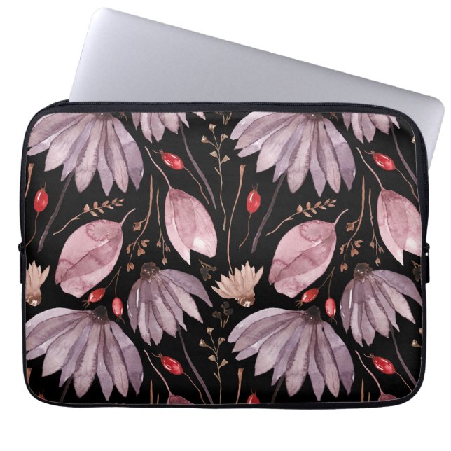 Lavender Lotus Flowers Laptop Electronics Sleeve (Framsidan)