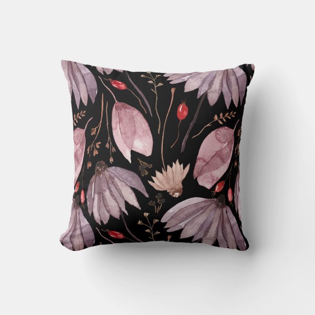 Lavender Lotus Flowers Throw Pillow Kudde (Framsida)
