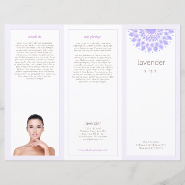 Lavender Lotus Mandala Salon Spa Tri-Fold brochure (Framsida)