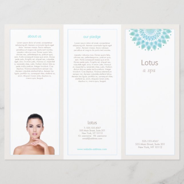 Lavender Lotus Mandala Salon Spa Tri-Fold brochure (Framsida)