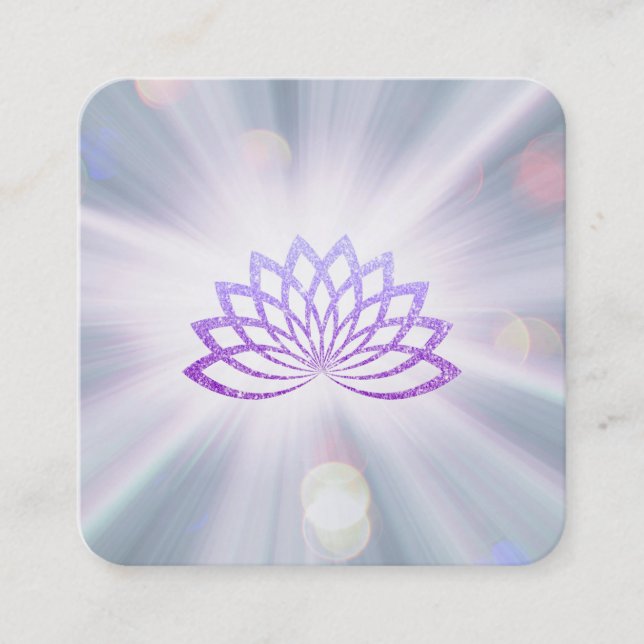 *~* Lavender Lotus Rays Reiki Energy Healing Fyrkantigt Visitkort (Framsida)
