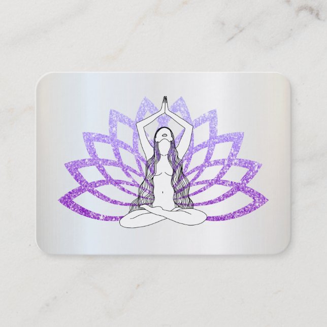 *~* Lavender Lotus Yoga Woman Healing Energy  Visitkort (Framsida)