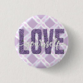 Lavender “Love Yourself” Floral Text Design Knapp