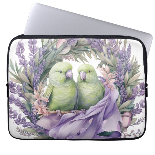Lavender Lovebird Laptop sleeve (Framsidan)
