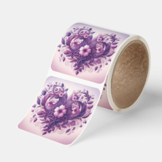 Lavender Lovely Heart Fyrkantigt Klistermärke