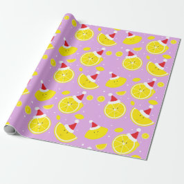 Lavender Lycklig Lemons Santa Hats Mönster Presentpapper