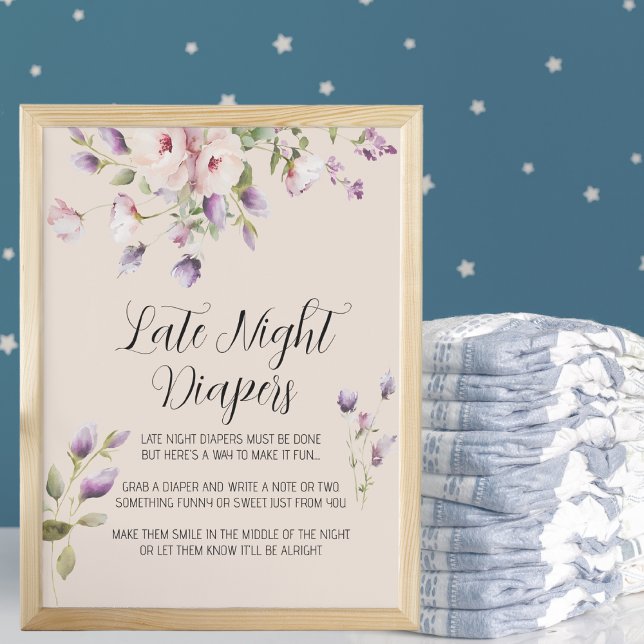 Lavender Magnolia Late Late Diaper-skylt Poster (Skapare uppladdad)